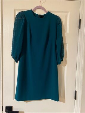 DKNY Teal Puff-Sleeve Mini Dress